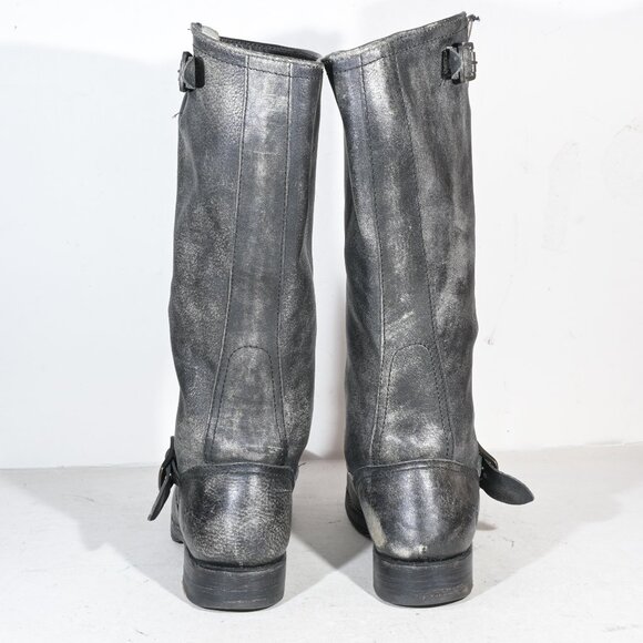 Frye Veronica Slouch Tall Moto Boots in Black Distressed - 8.5 - Picture 4 of 7